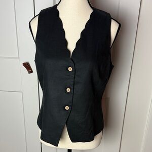 CUPIO button down ruffle accent vest black size medium